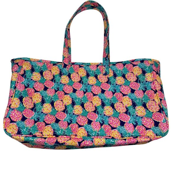 Simply Southern Colorful Preppy Pineapple Print Large Beach/Pool Tote/Carryall - Picture 2 of 7